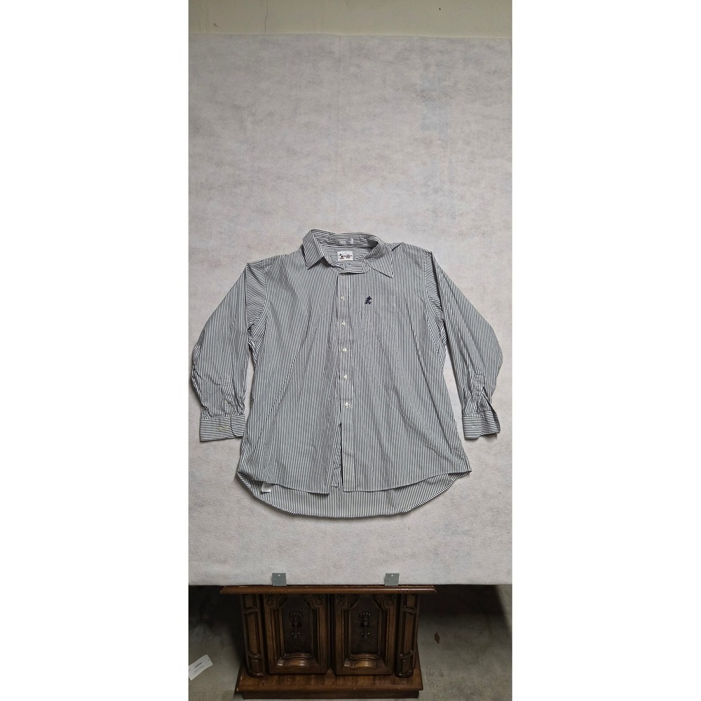 Walt Disney World Mickey Mouse Striped Button Down Shirt XXL Navy White